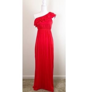 Gilli Orange One Shoulder Sleeveless Ruffle Dress